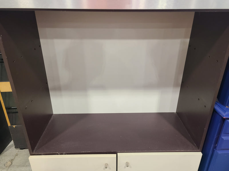 Modern Contemporary Two-Tone Cabinet Unit with Smoked Glass Doors