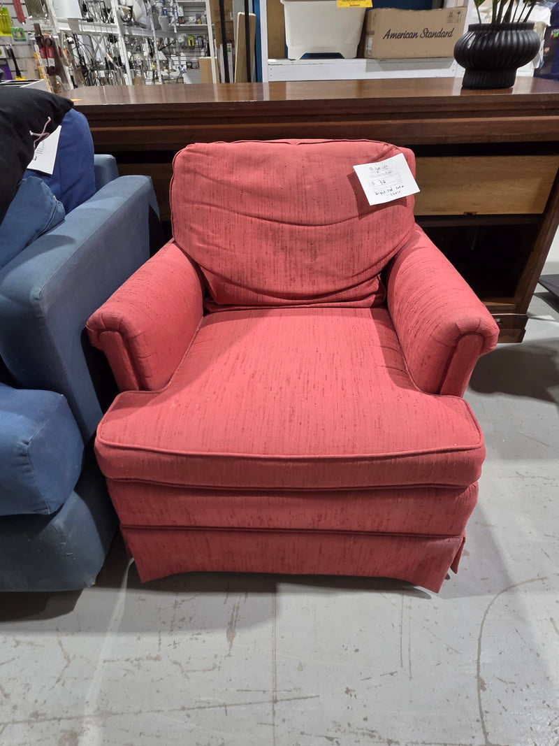 Red Traditional Sloped-Arm Club Chair