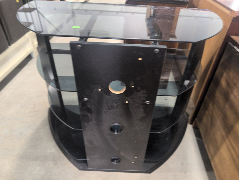 Corliving FP-3000 Midnight Black TV Stand with Glass Shelves