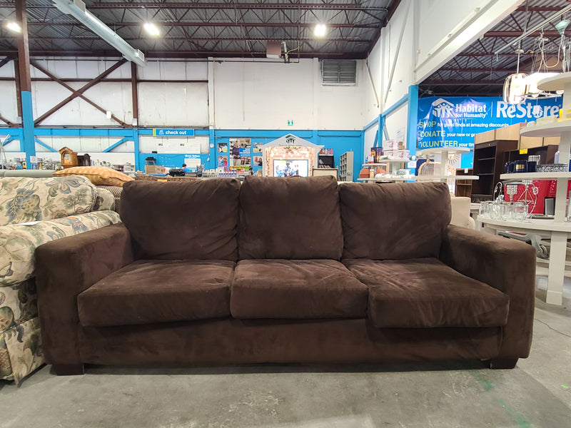 Good Condition Chocolate Brown Microfiber 3-Cushion Sofa