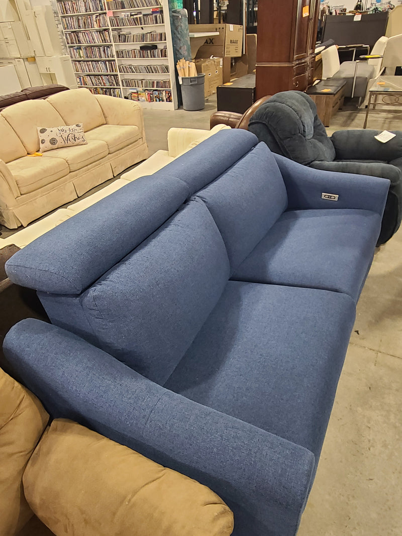 Dufresne Blue Fabric Power Reclining Loveseat