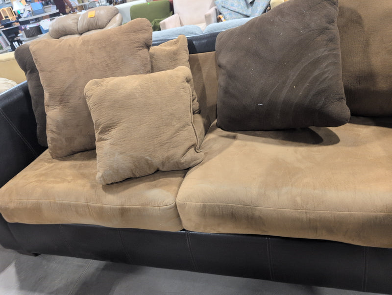 Brown Sofa with Leather and Pillows