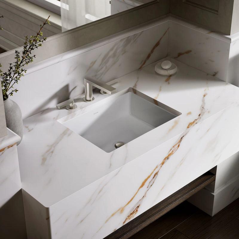 Kohler Rectangular Undermount Bathroom Sink with Overflow – White