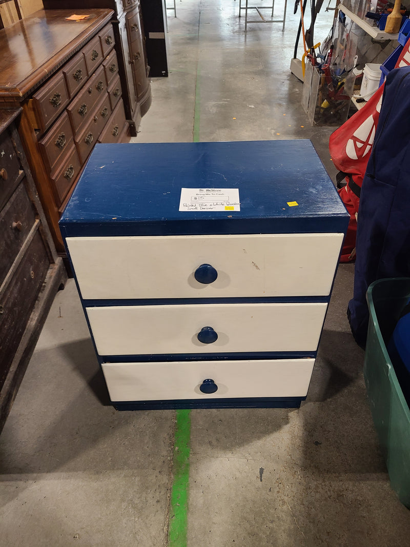 Charming Blue and White Small Wooden Dresser