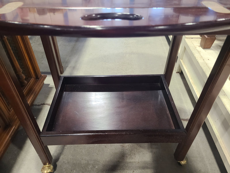 Traditional Mahogany Finish Drop-Leaf Butler Tea & Bar Cart
