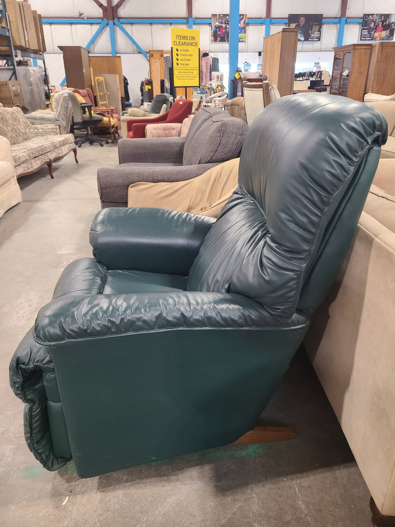 Vintage Forest Green Faux Leather Rocker Recliner