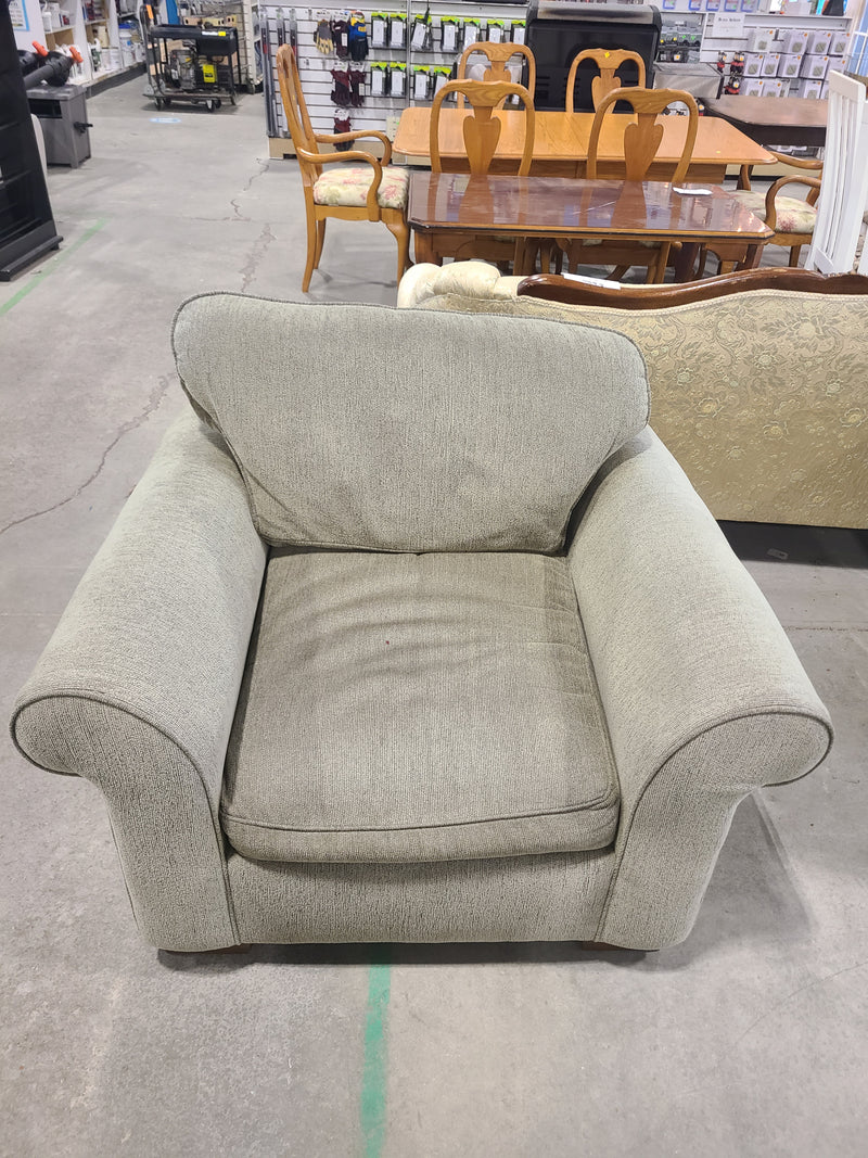 Plush Sage Green Textured Fabric Armchair