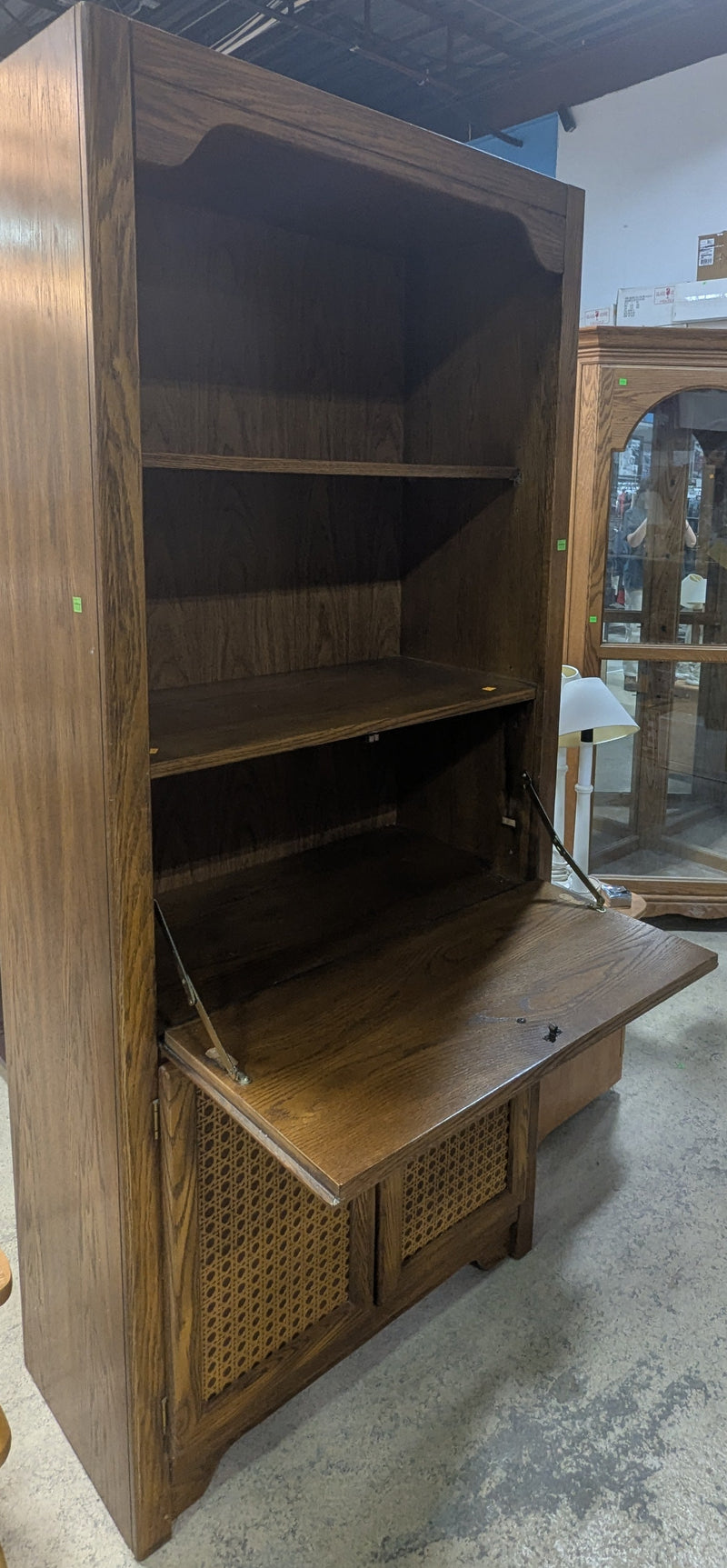 Wooden Cabinet with Drop-Leaf Desk