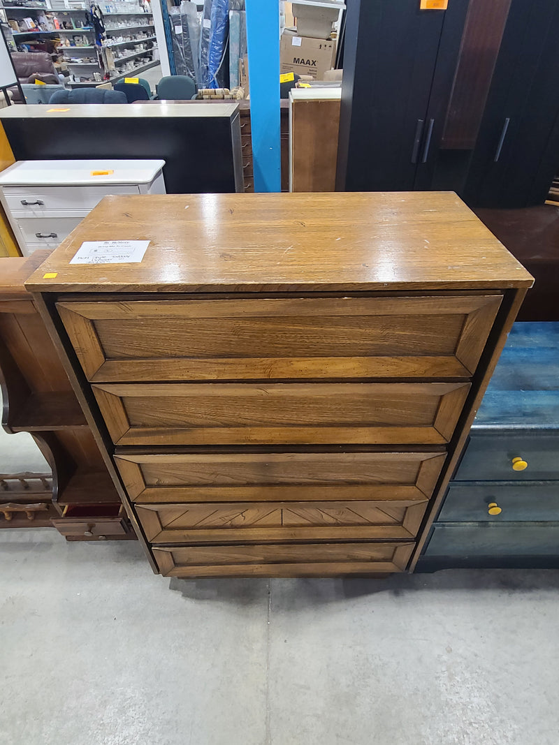 Vintage Mid-Century Modern Style 5-Drawer Tallboy Dresser