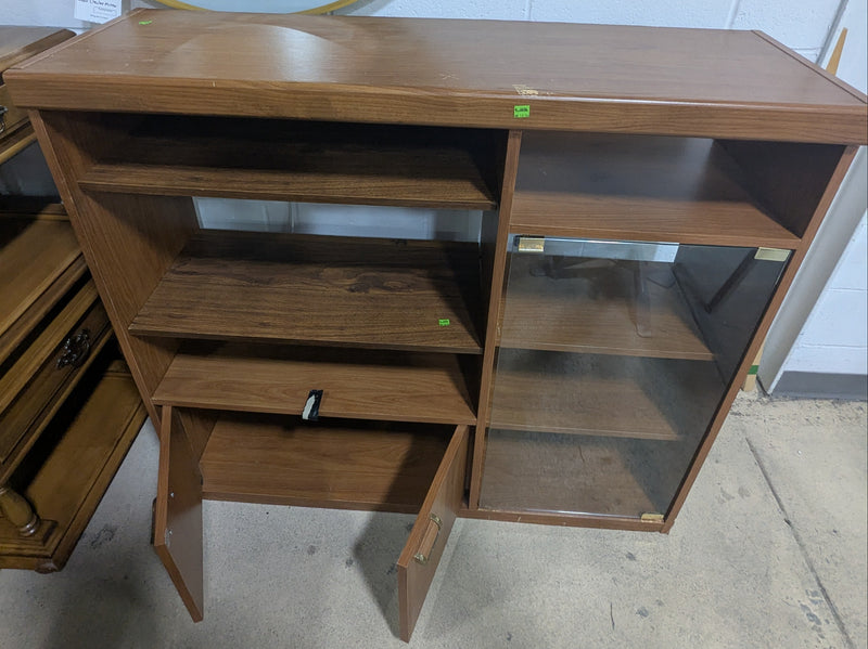 Brown Media Stand with Glass Door