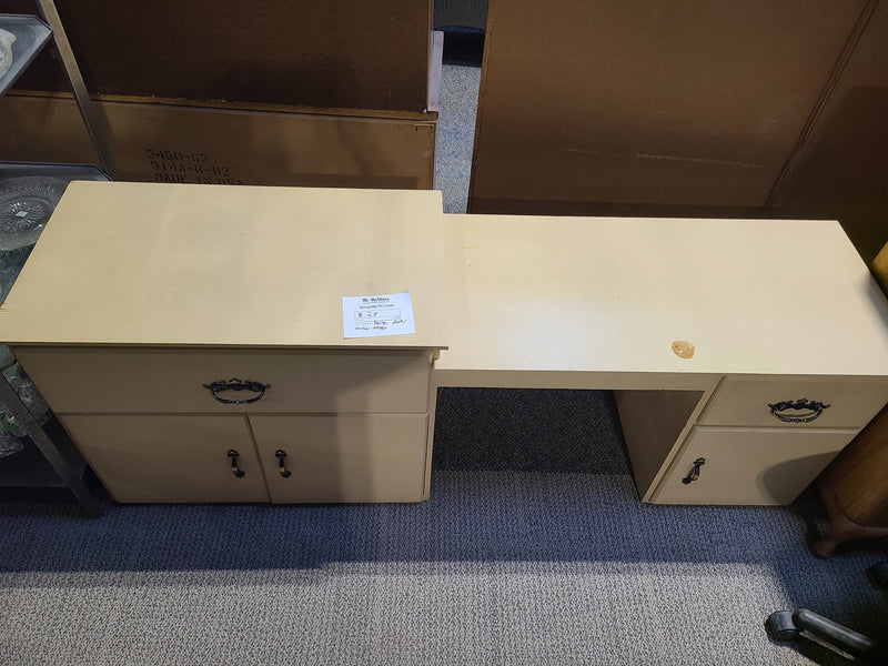 Vintage-Style Beige Desk & Vanity Unit
