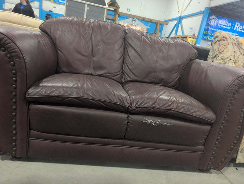 Burgundy Faux Leather Loveseat Sofa