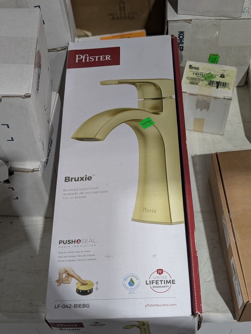 Pfister Bruxie Single-Handle Bathroom Faucet in a Brushed Gold finish