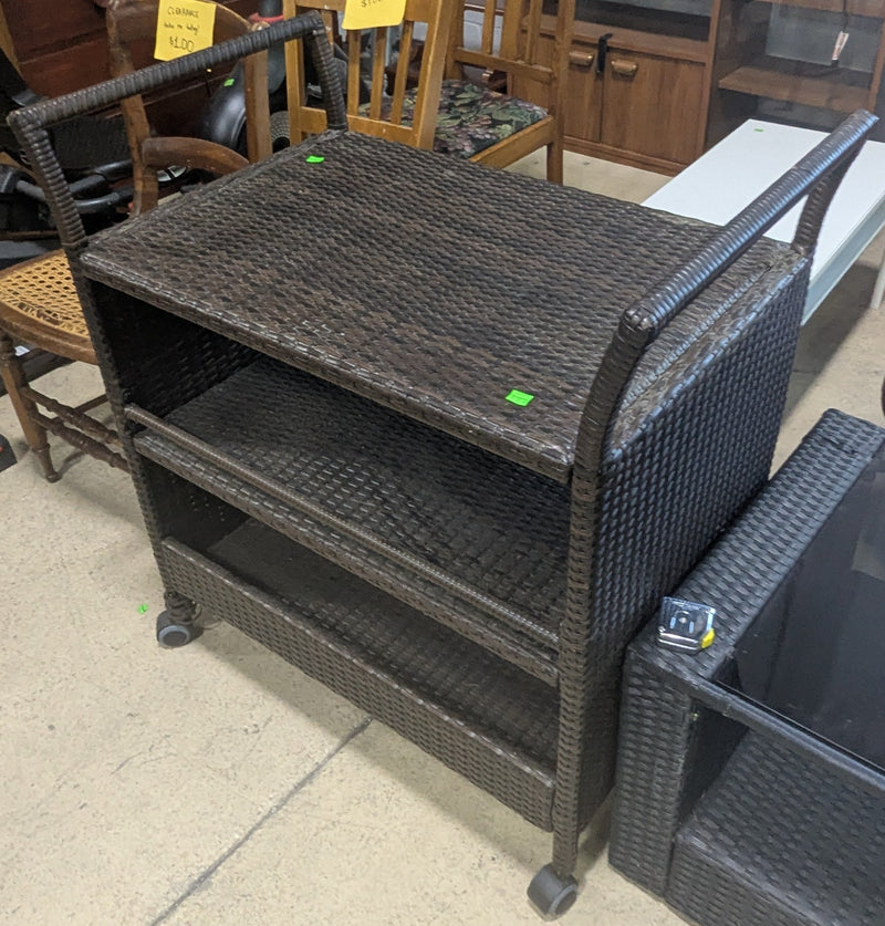 3-Tier Outdoor Rattan Storage Cart