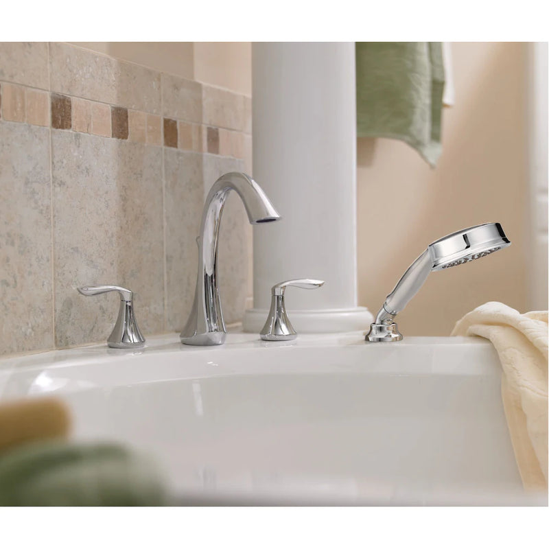 Moen Eva Two-Handle High Arc Roman Tub Faucet Trim Kit in Chrome