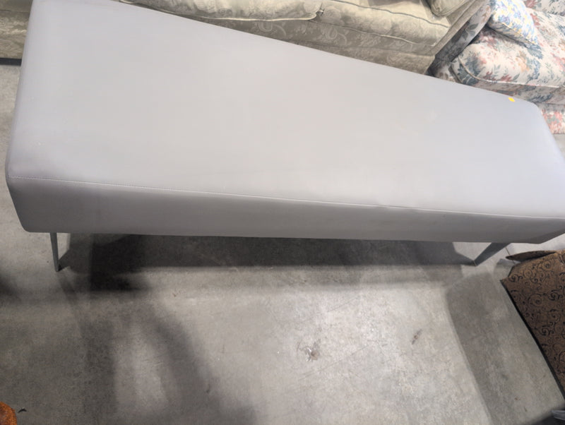 Modern Long Grey Ottoman with Metal Legs