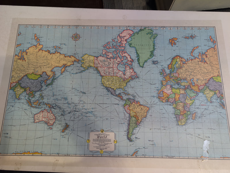 7 Drawer Desk with World Map