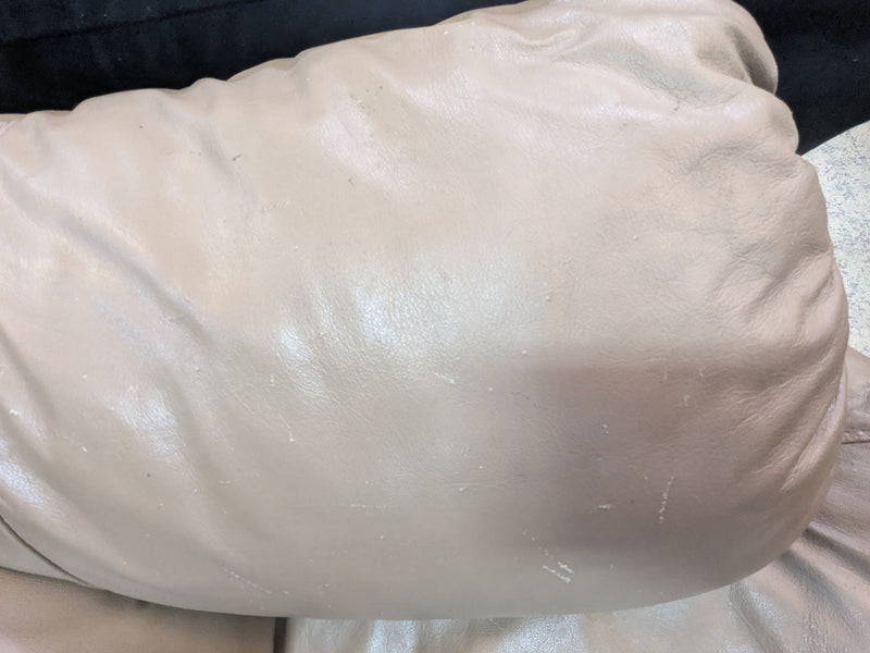 Beige Faux Leather Loveseat