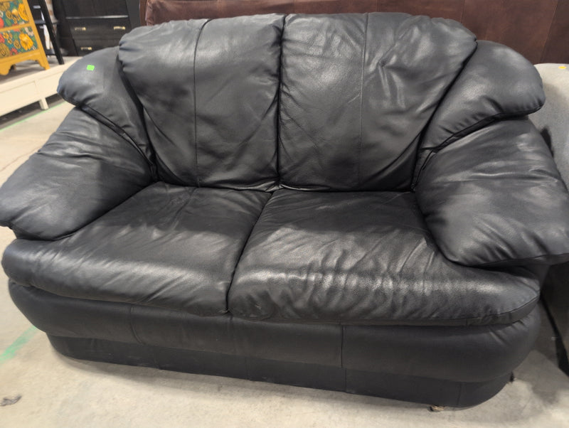 Black Leather 2 Seater Sofa