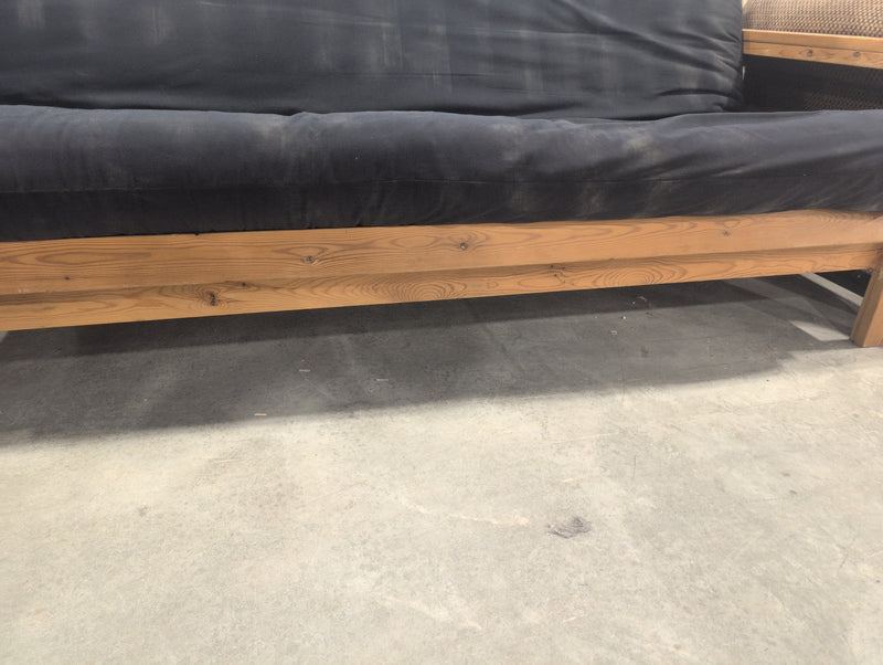 Wooden Futon with Black Covered Mattress (Full XL)
