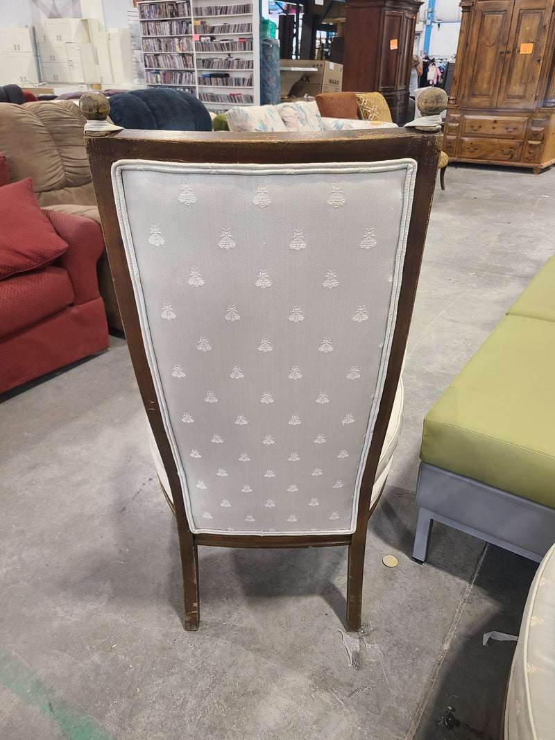 Vintage High-Back Upholstered Armchair with Bee Motif