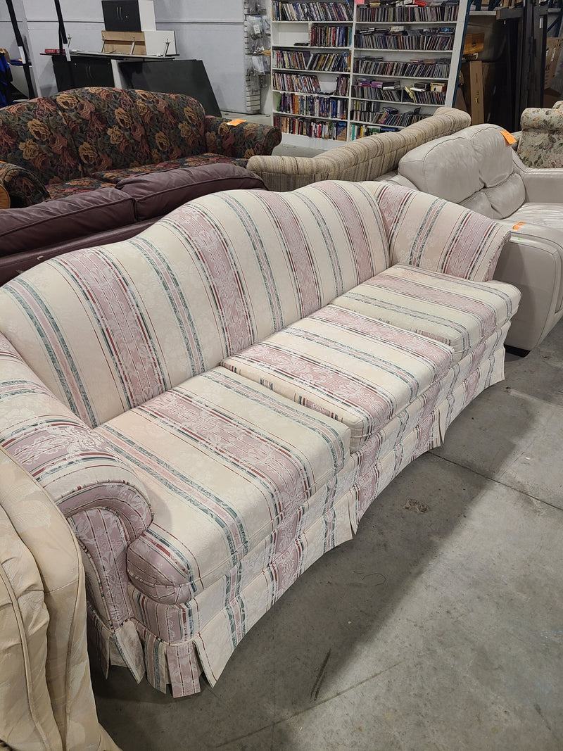 Traditional Floral Striped Camelback Sofa
