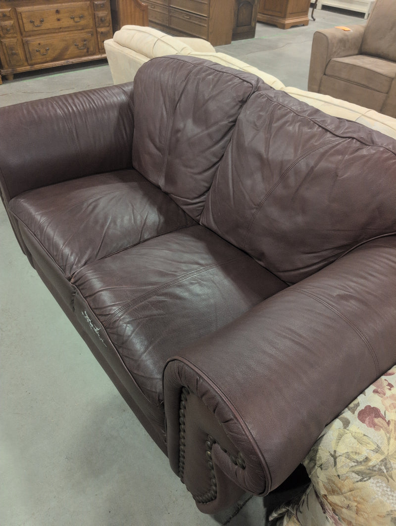 Burgundy Faux Leather Loveseat Sofa