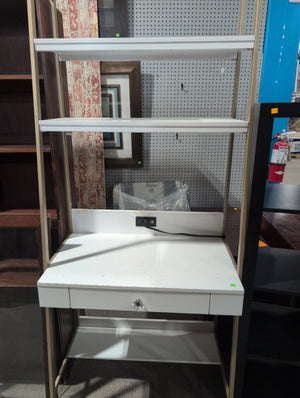 White and Gold Desk with Power Output and Storage