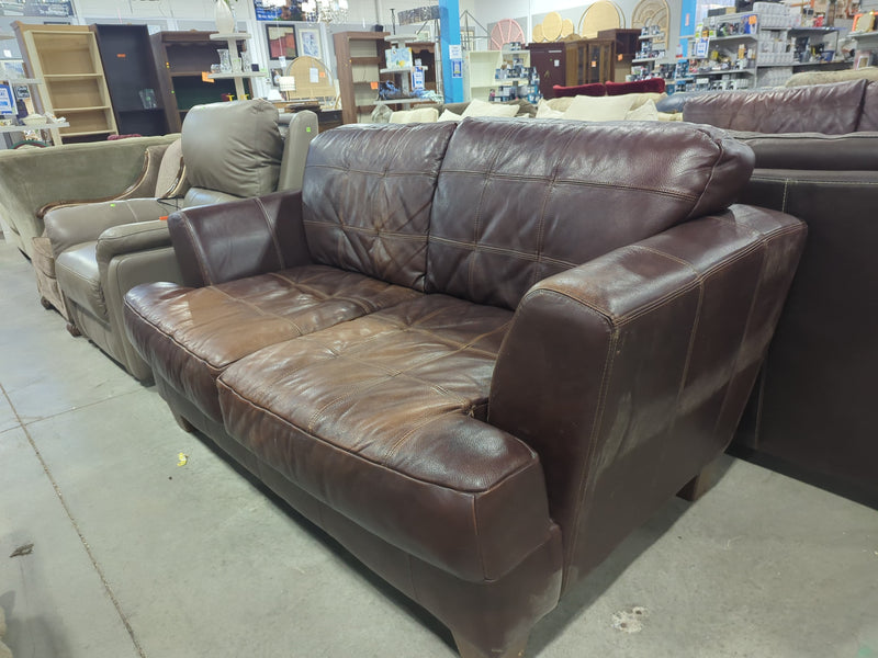 Brown Leather 2-Seater Sofa