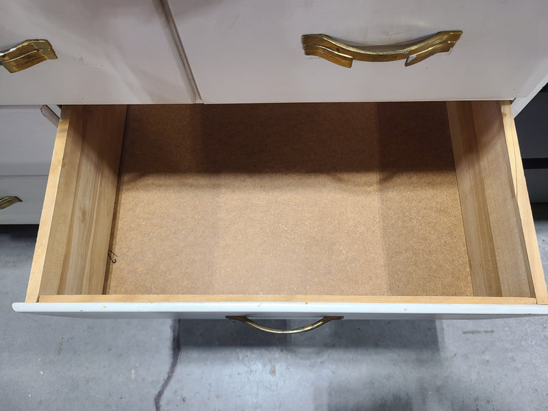 Vintage Style White 7-Drawer Dresser with Brass Hardware