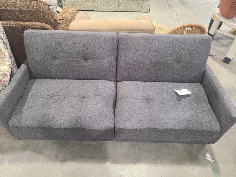 Modern Charcoal Grey Split-Back Futon Sofa