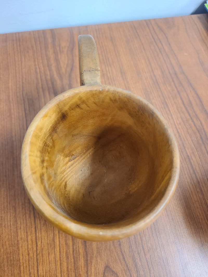 Vintage Hand-Carved Wooden Tiki Pair Mug Set