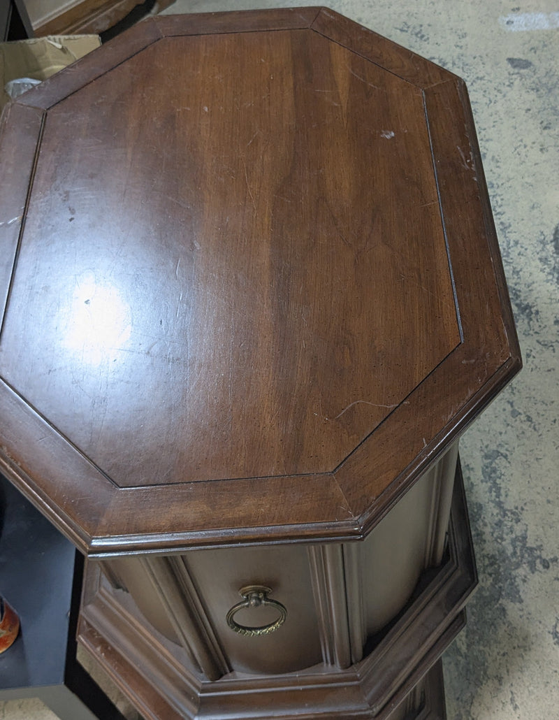 Vintage Octagonal Wood Side Table