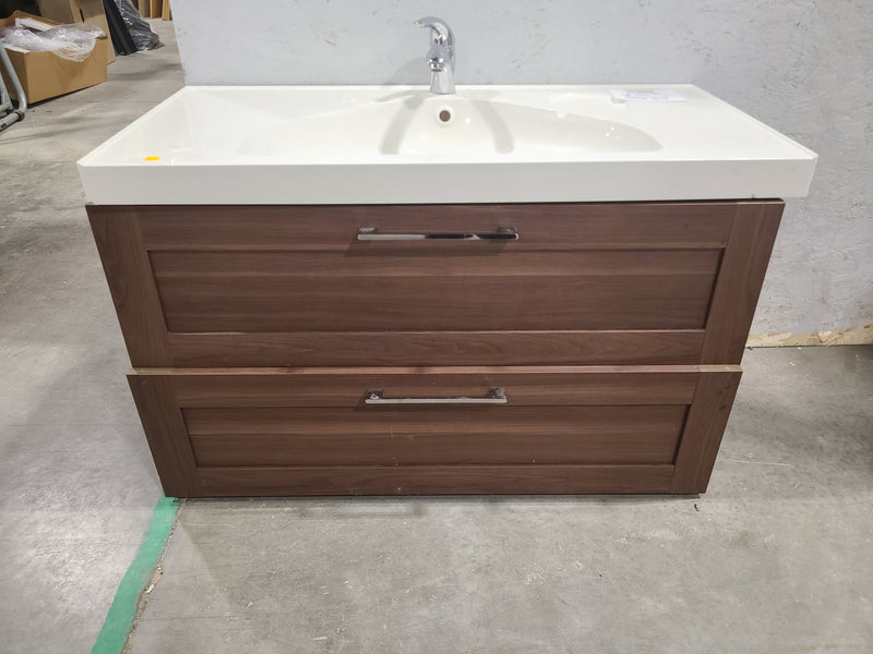 2-Drawer Floating Bathroom Vanity with Integrated Sink & Faucet