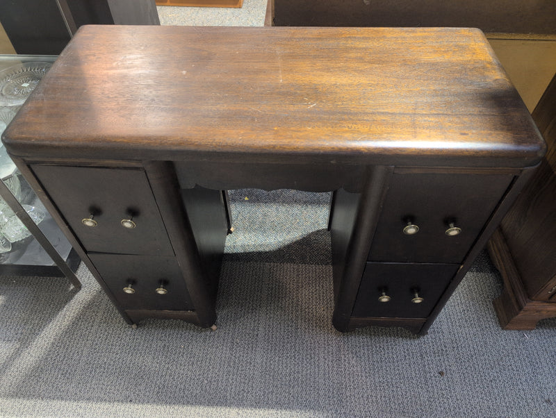Dark Brown Office Desk with Wheels and Storage