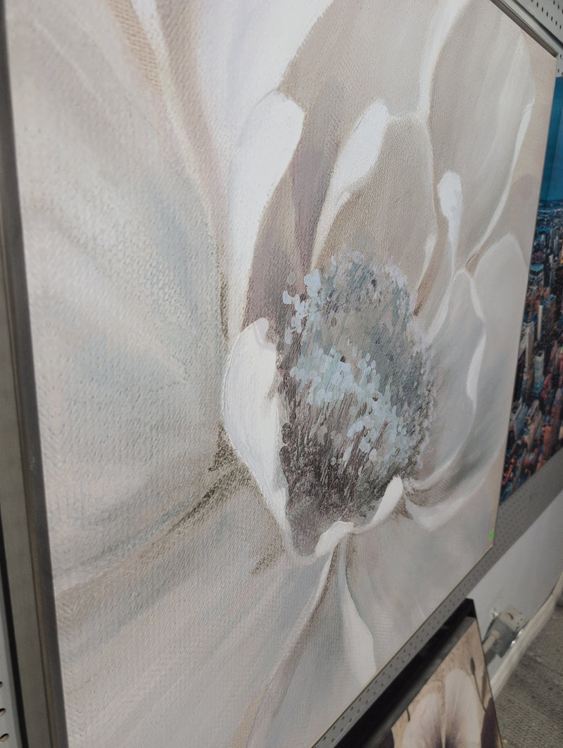 White and Blue Flower Painting
