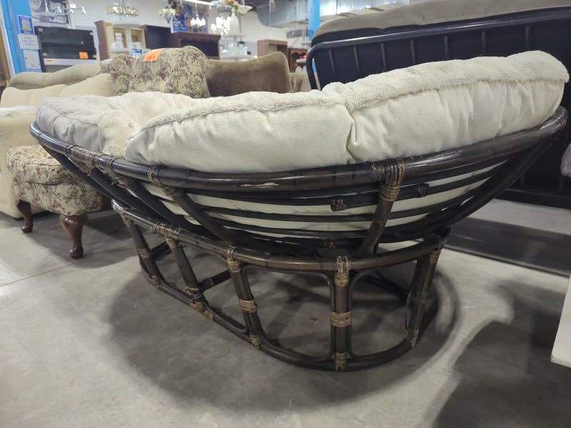 Dark Brown Wicker Papasan Loveseat Chair