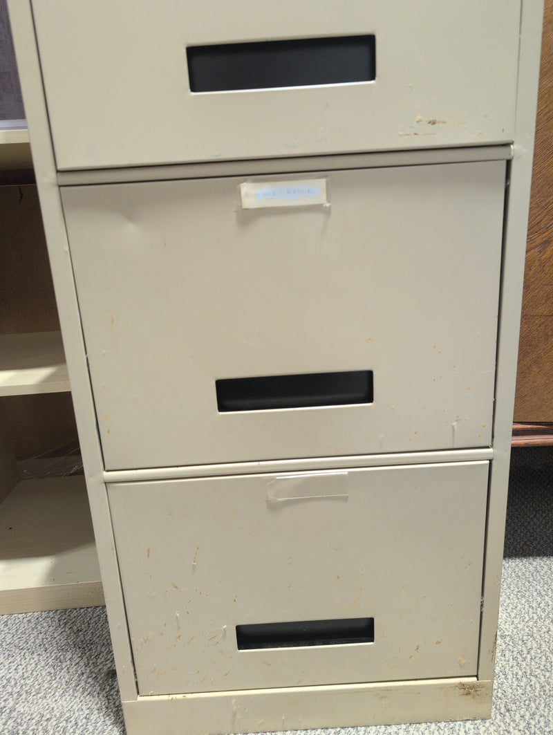 Tall 4 Drawer Beige Filing Cabinet