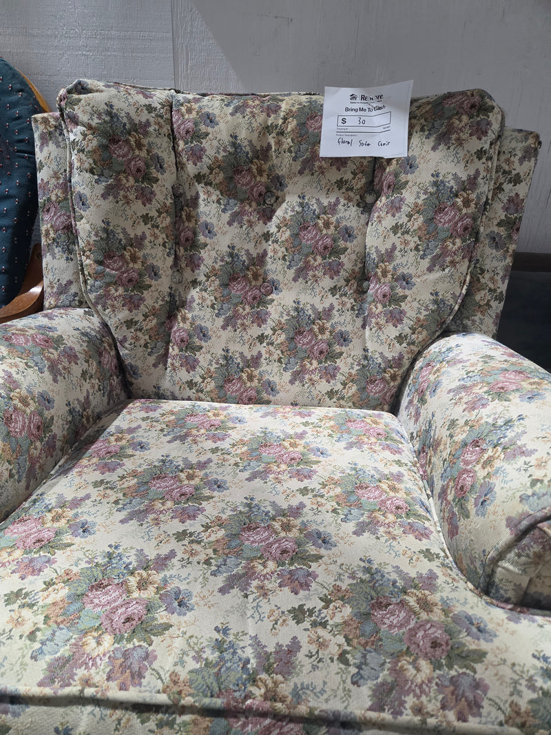 Vintage Country Cottage Floral Armchair