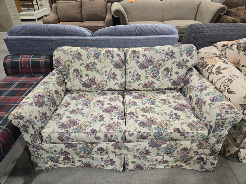 Vintage Floral Print Upholstered Loveseat