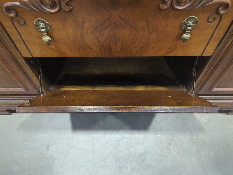 Antique Wooden Sideboard with Ornate Carved Details