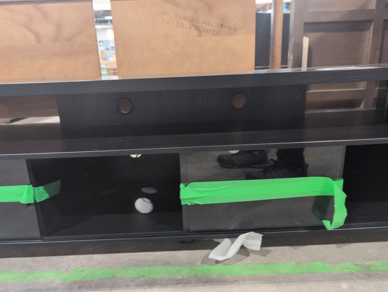Modern Long Entertainment Unit with Sliding Covers