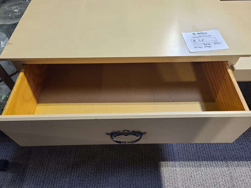 Vintage-Style Beige Desk & Vanity Unit