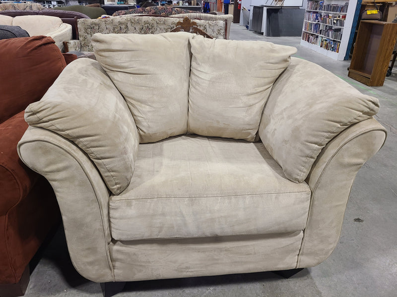 Plush Beige Microfiber Armchair