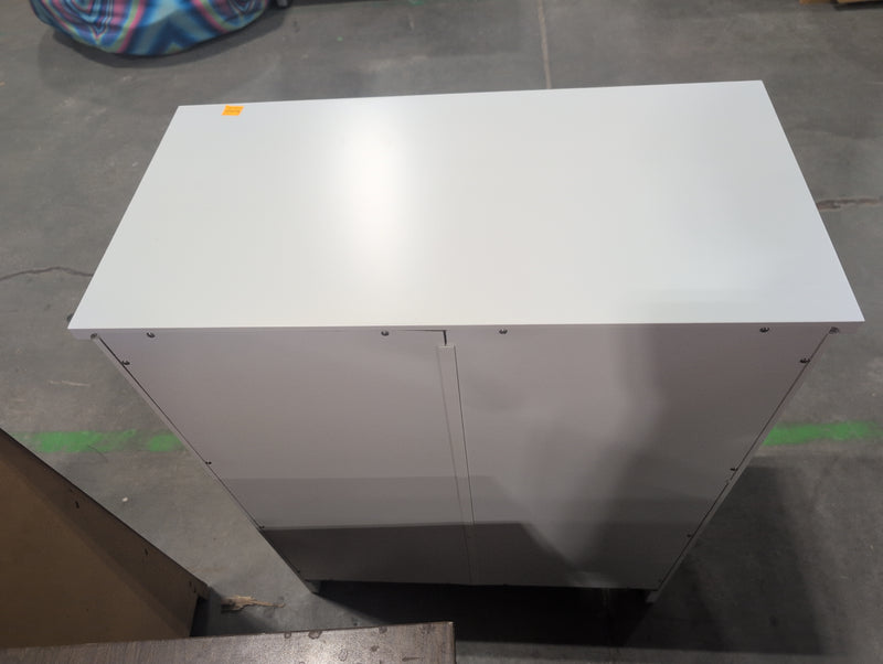White Nightstand with Drawers and Shelves
