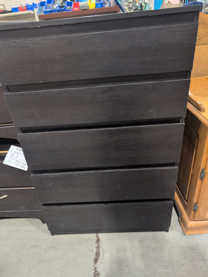 Black 5 Drawer Tall Dresser