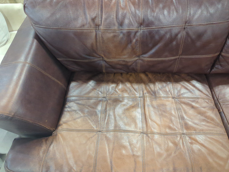 Brown Leather 3-Seater Sofa