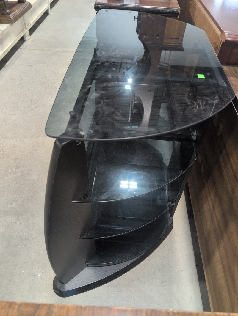 Corliving FP-3000 Midnight Black TV Stand with Glass Shelves