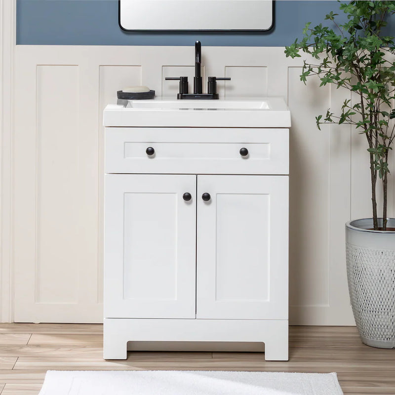Glacier Bay Everdean 24.5-in. Oak Bathroom Vanity Combo with Cultured Marble Top