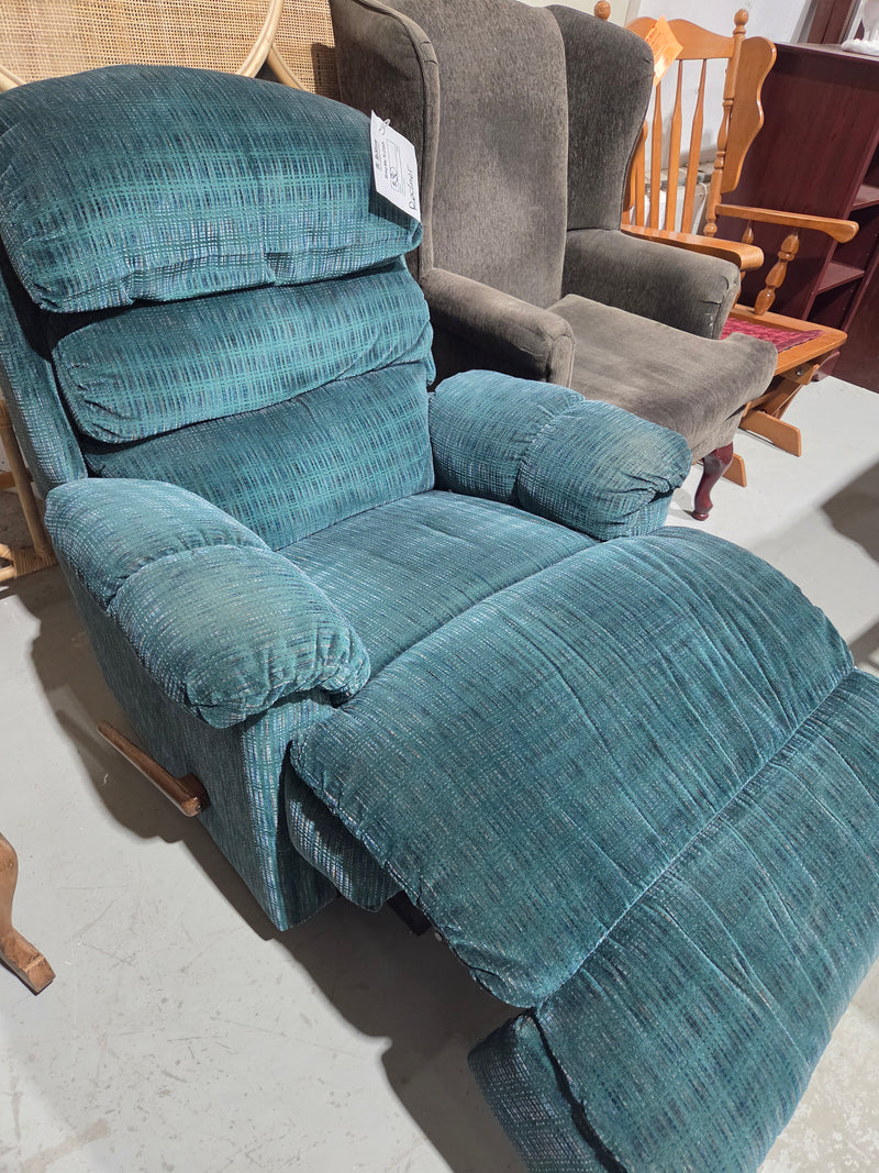 Vintage Overstuffed Tiered-Back Rocking Recliner